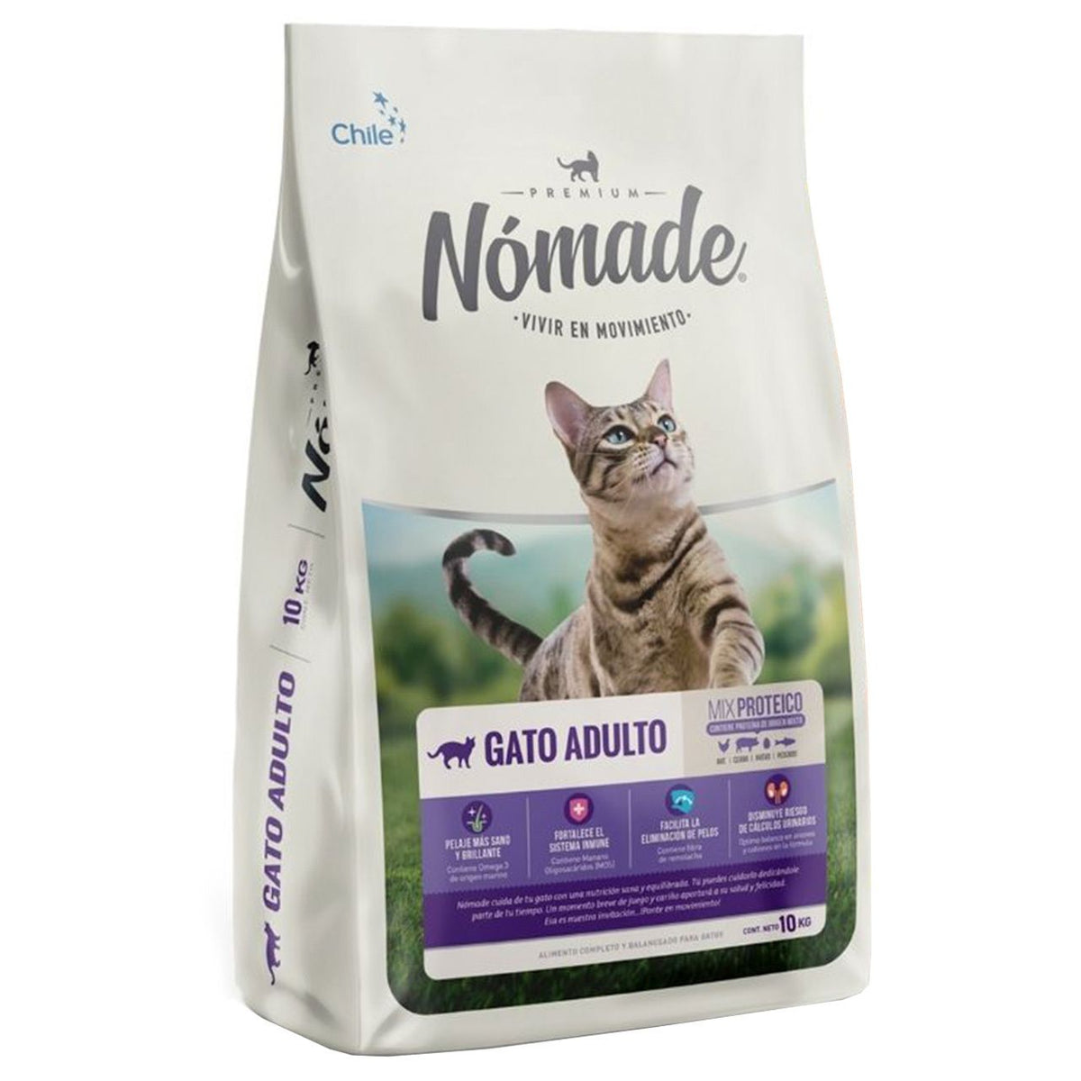 Nómade gato adulto 10 kg alimento completo para gatos con omega y prebióticos