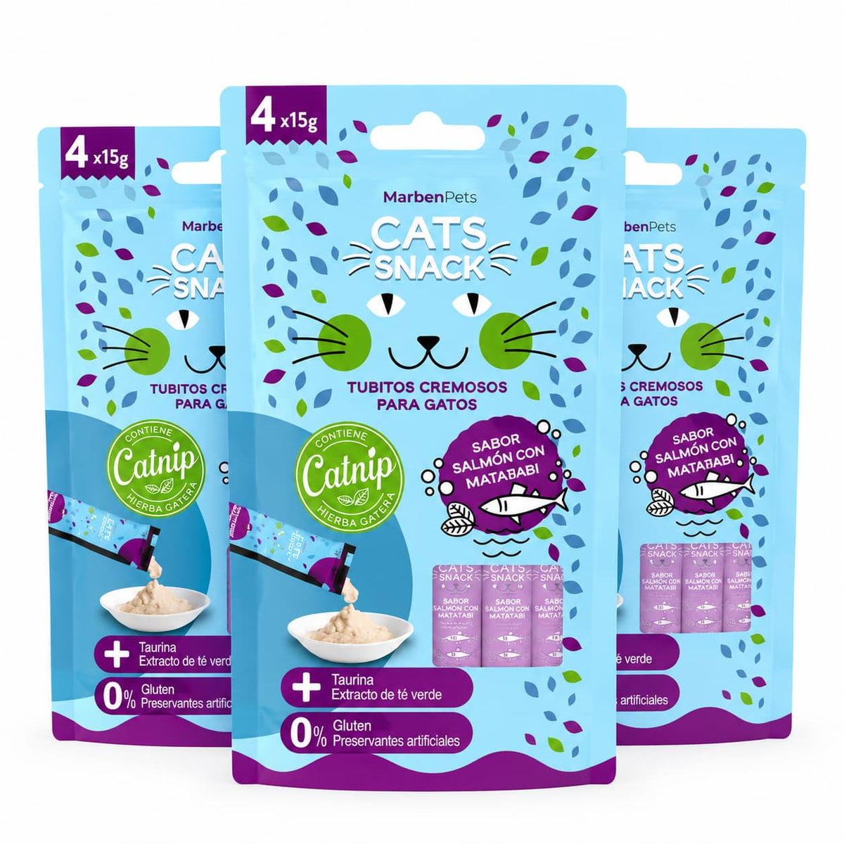 Tripack Cats Snack 12 Tubitos Salmón-Matatabi
