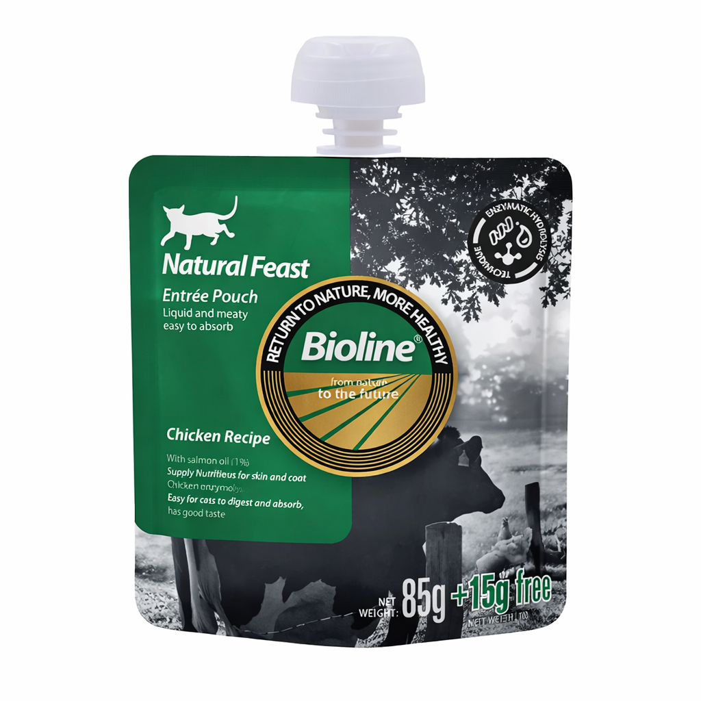 Entrée Pouch pollo Natural Feast comida húmeda para gatos 85g + 15g gratis

