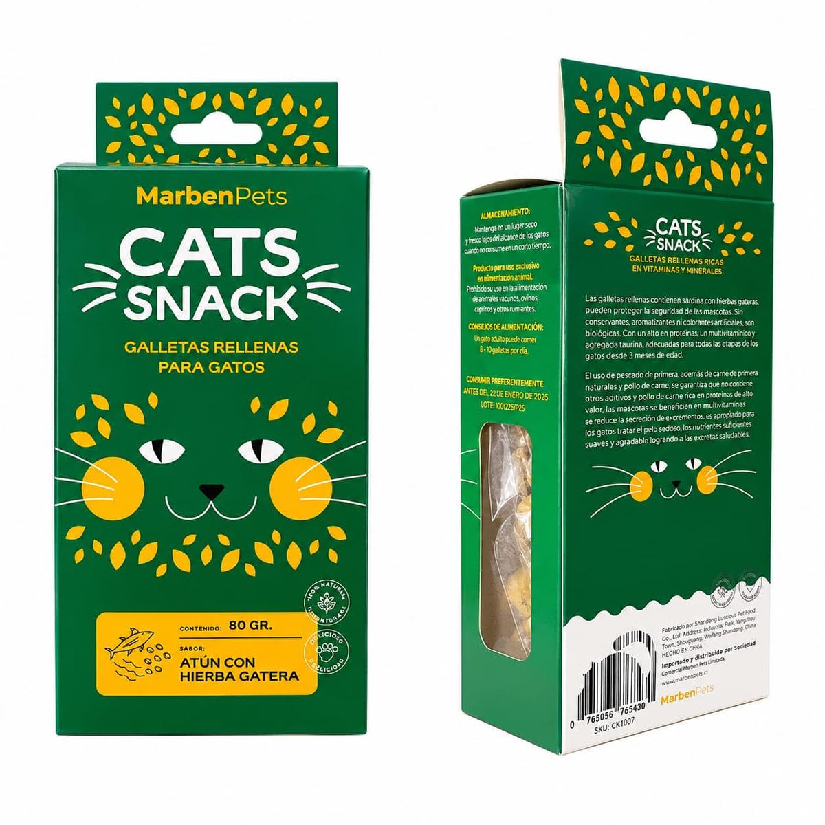 Cats Snack Galleta Rellena Atún Hierba Gatera 80 GR