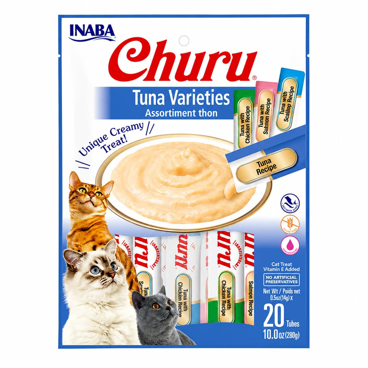 Inaba Churu Variedades de Atún 20 Tubos snack cremoso para gatos