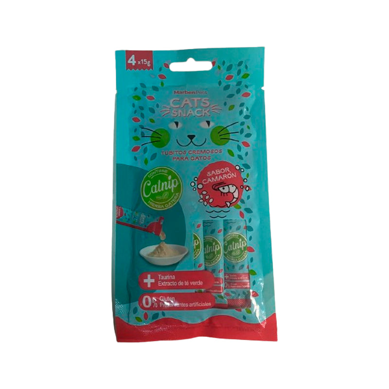 Cats Snack Tubito Cremoso Camarón-Hierba Gatera