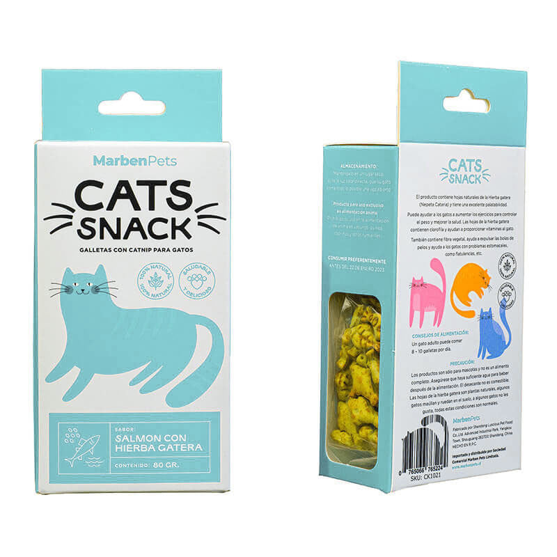 Cats Snack Galleta Rellena Salmón Hierba Gatera 80 GR