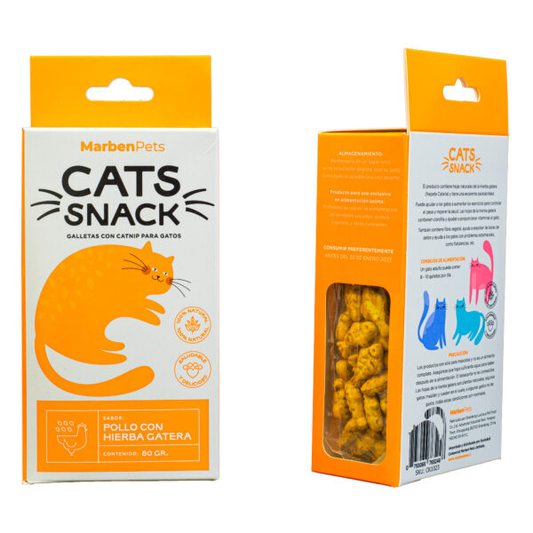 Cats Snack Galleta Rellena Pollo Hierba Gatera 80 GR