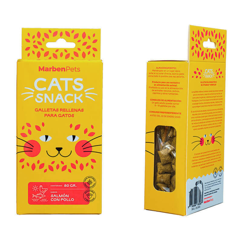 Cats Snack Galleta Rellena Salmon-Pollo 80 GR