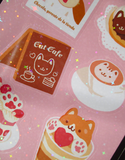 Set Stickers Café Cat