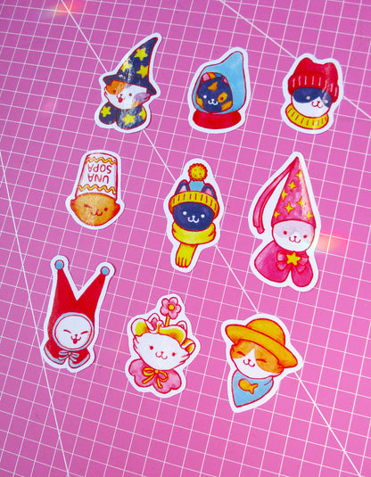 Set Stickers Gatos Sombreros