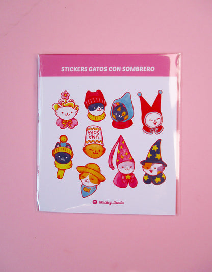 Set Stickers Gatos Sombreros